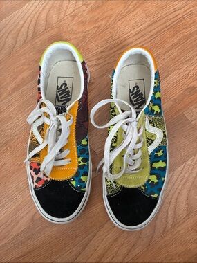 Vans Colorblock Leopard Patchwork Lace-Up Sneakers